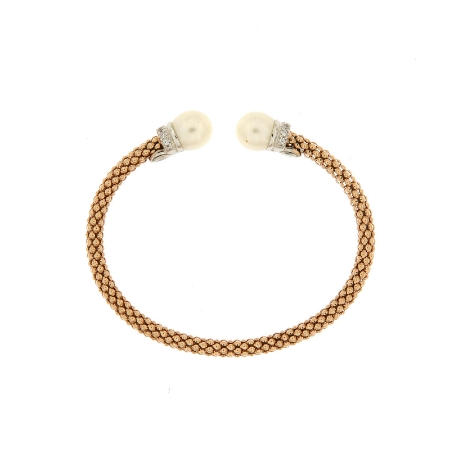 Bracciale argento rigido perle