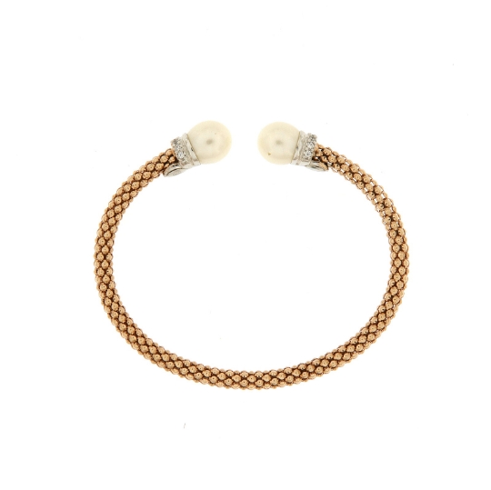 Bracciale argento rigido perle