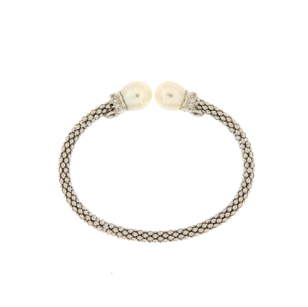 Bracciale argento rigido perle