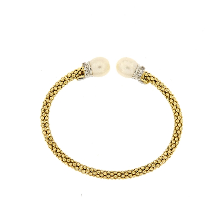 Bracciale argento rigido perle