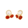 Orecchini in argento, corallo, perle e zirconi