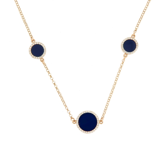 girocollo argento resina blu e zirconi