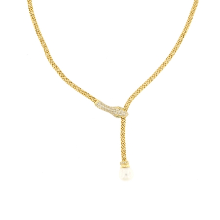 girocollo argento serpente e perla