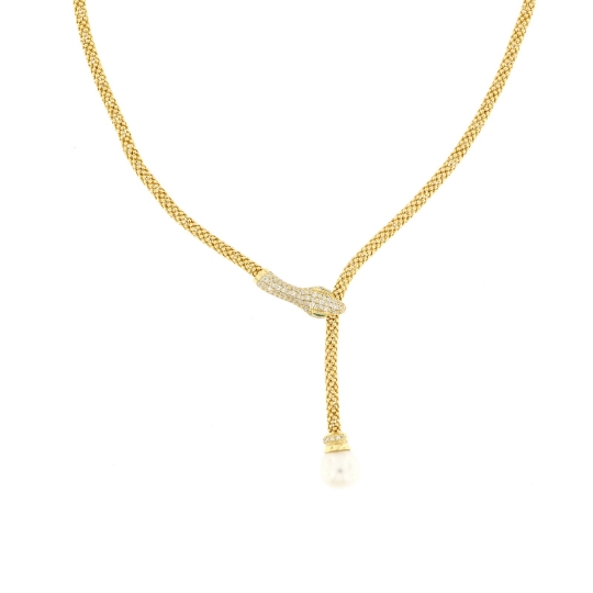 girocollo argento serpente e perla