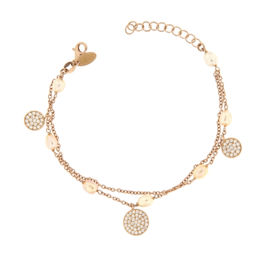bracciale argento perline e zirconi