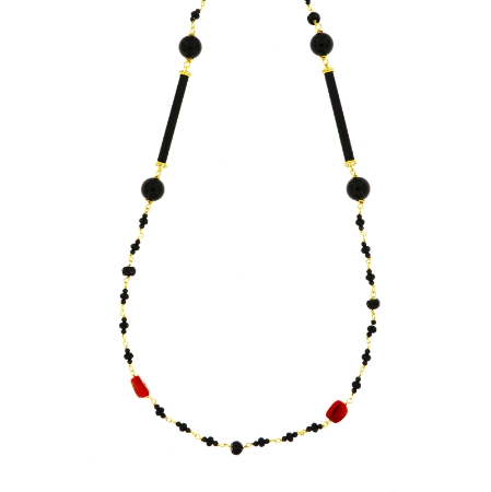 collana argento onice zirconi e coralli