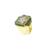 anello argento cammeo zirconi e spinelli verdi