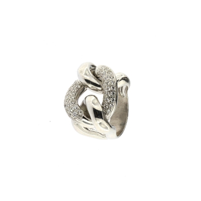 anello argento grumette zirconi 