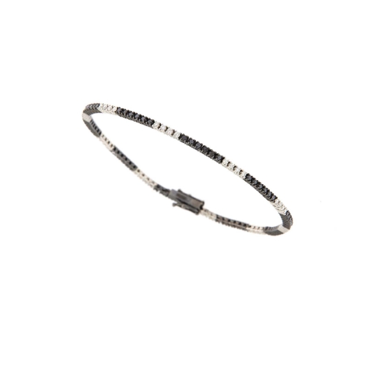bracciale tennis diamanti neri e bianchi