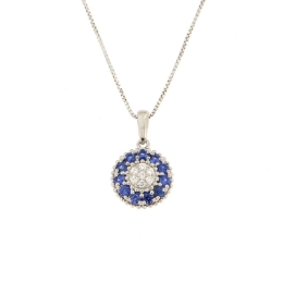 pendente diamante e zaffiri