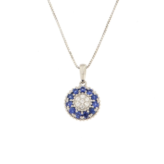 pendente diamante e zaffiri