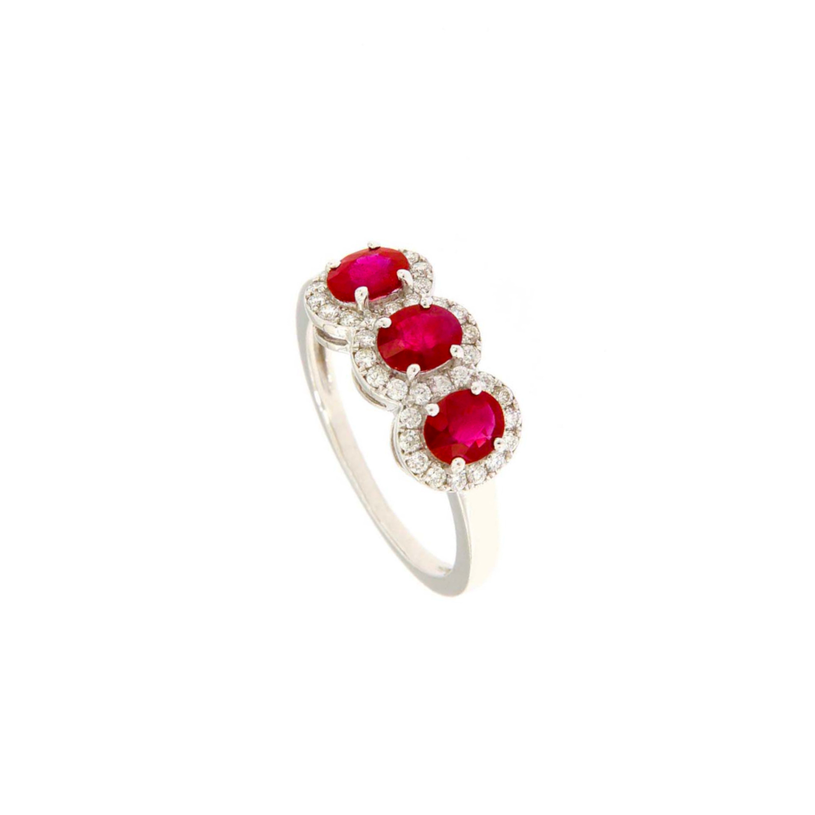 Anello trilogy rubini e diamanti