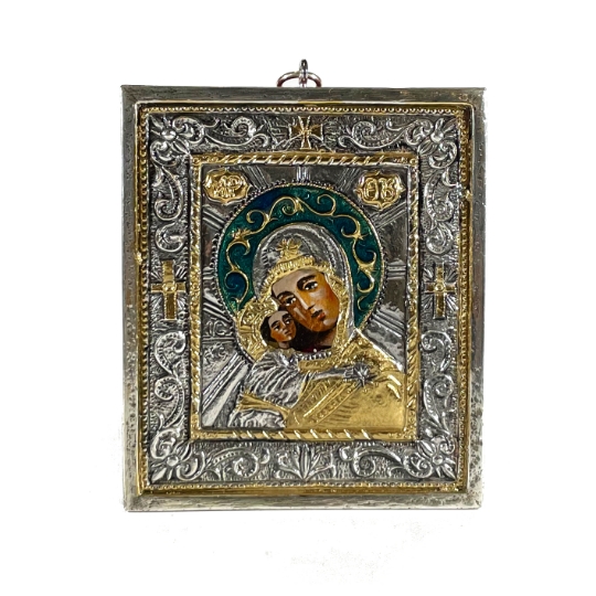 Icona Madonna Vladimir argento