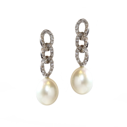 orecchini pendenti perle e diamanti