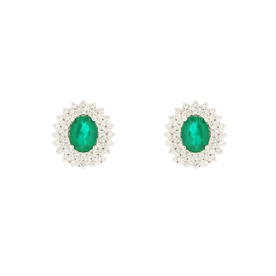 orecchini classici diamanti e smeraldi
