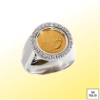 anello chevalier moneta oro e diamanti