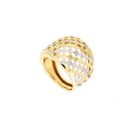 anello in oro fascia traforata bicolore
