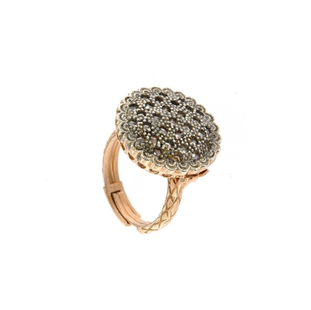 anello zirconi in stile antico
