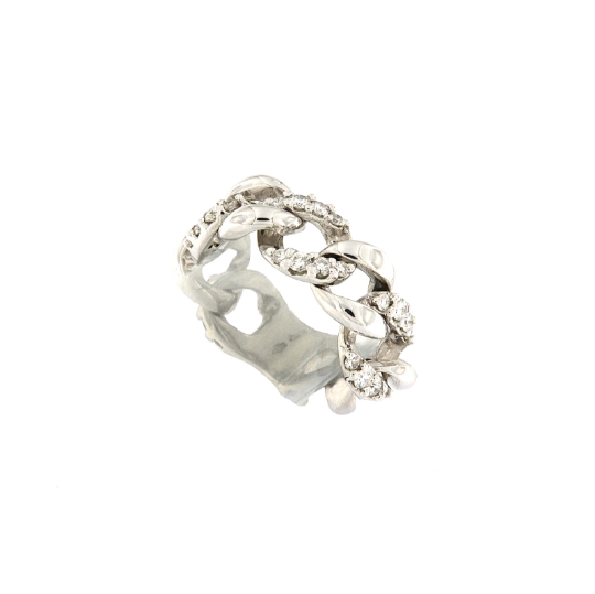 anello maglie grumette oro e diamanti