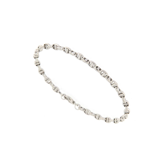 bracciale in oro bianco maglia traversino