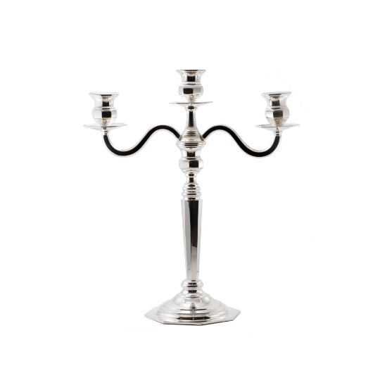 candeliere ottagonale 3 fiamme argento