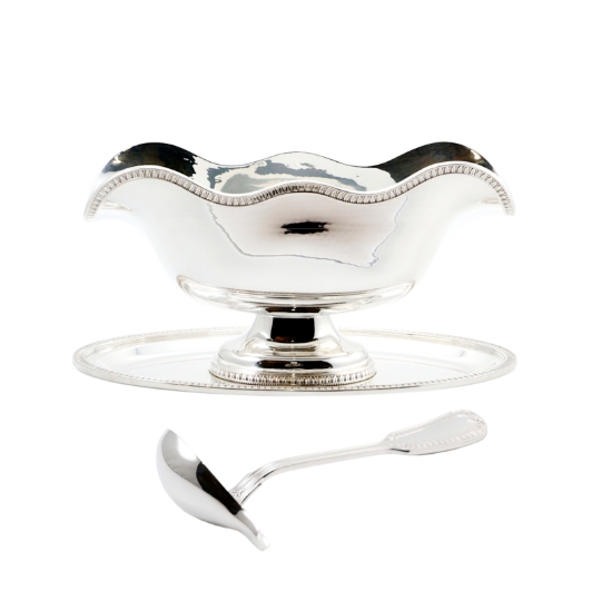 salsiera argento stile impero con mestolo