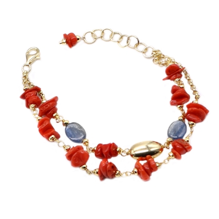 bracciale argento coralli e cianite