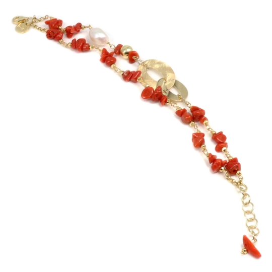 bracciale argento coralli e perla