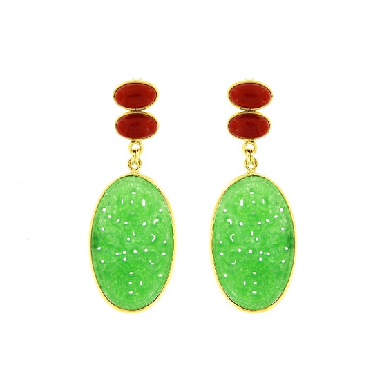 orecchini argento coralli e giade