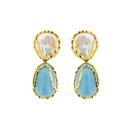 orecchini argento perle acquamarine milk