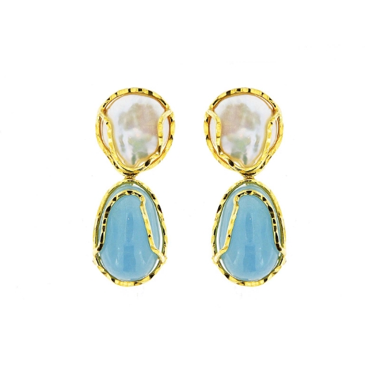 orecchini argento perle acquamarine milk