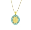 pendente ovale argento zirconi e pasta turchese