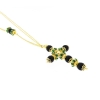 collana  con croce pendente in argento onice e spinelli verdi