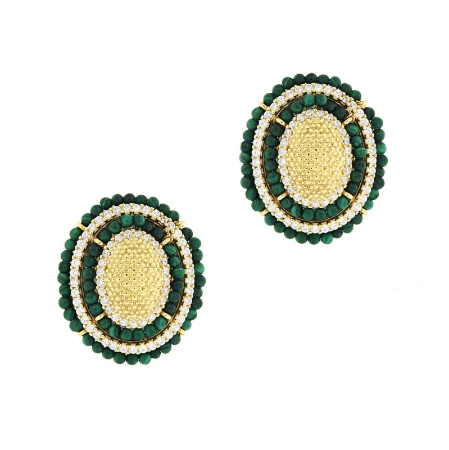 orecchini argento zirconi e malachite