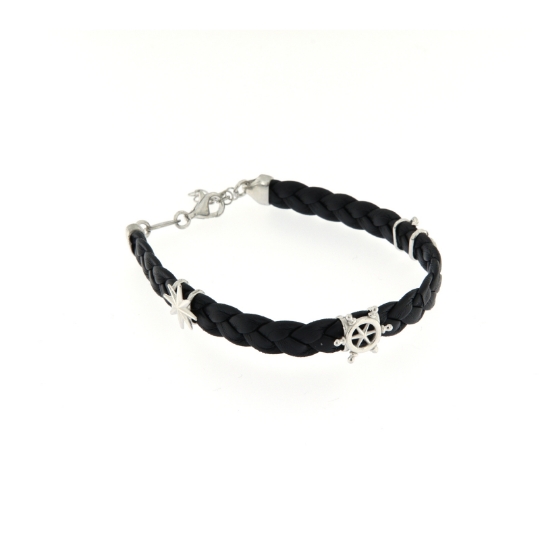 bracciale in cuoio ed argento
