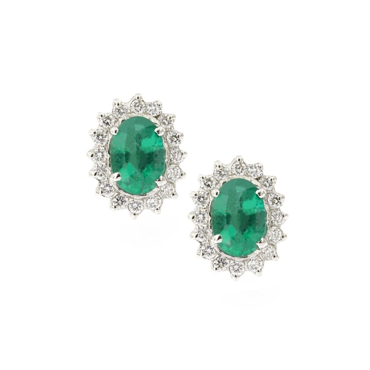 orecchini classici smeraldi e diamanti