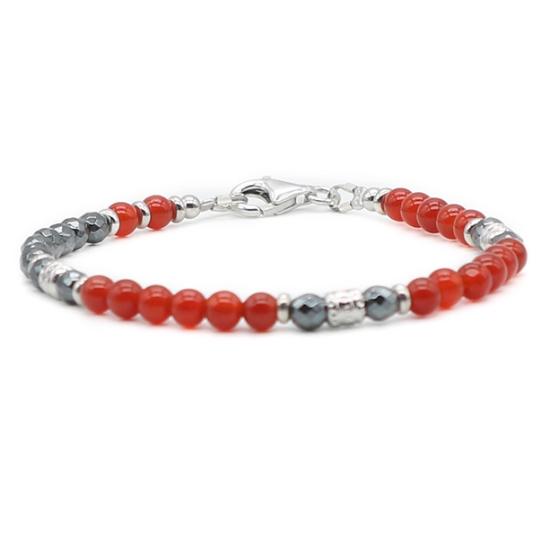 Bracciale argento corniola ed ematite