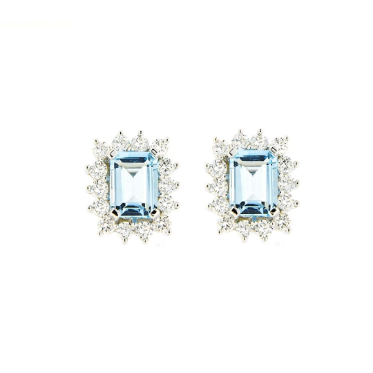 orecchini in oro con acquamarine e diamanti