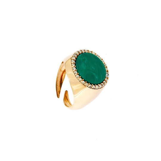 anello argento zirconi resina verde