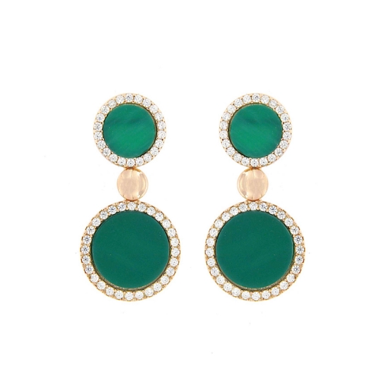 Orecchini argento malachite verde e zirconi