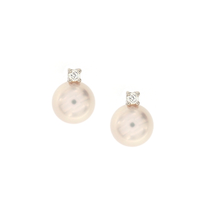 orecchini diamante e perle giapponesi