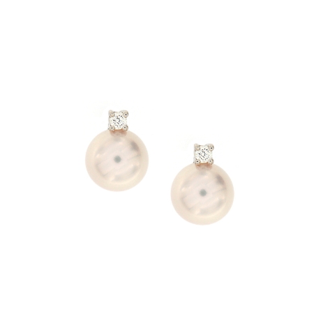orecchini diamante e perla giapponese