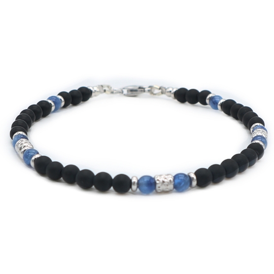 bracciale uomo in argento onice e cianite