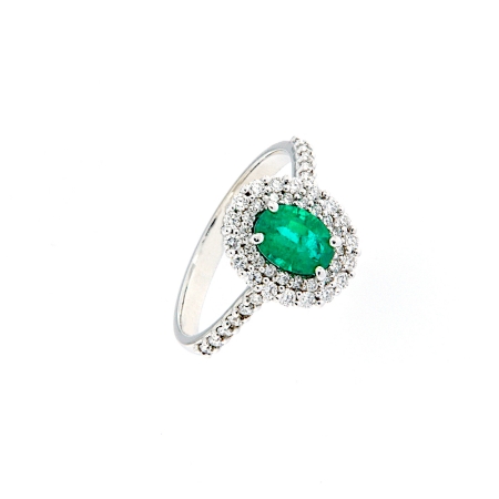 anello smeraldo e doppio giro di diamanti