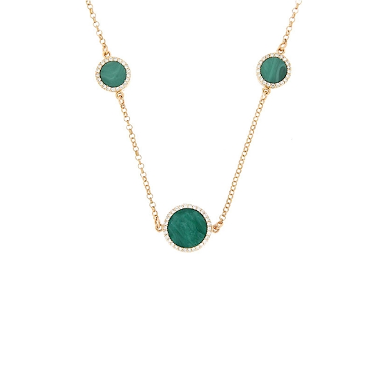 Girocollo in argento malachite e zirconi