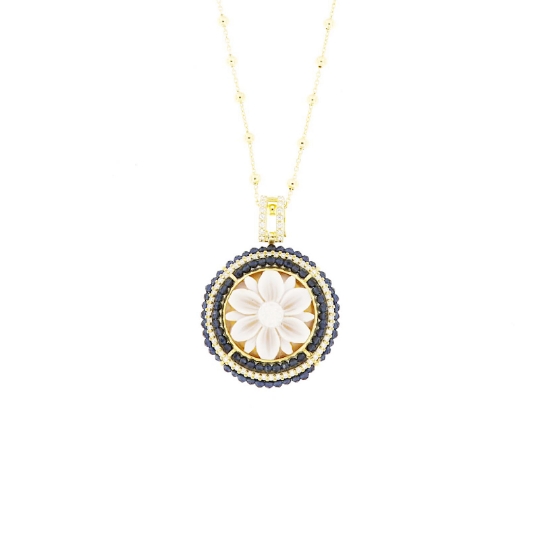 girocollo argento cammeo sferine blu zirconi