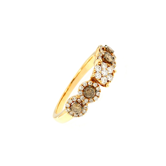 Anello in oro rosa e diamanti bianchi e brown