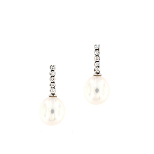 Orecchini tennis con diamanti e perle