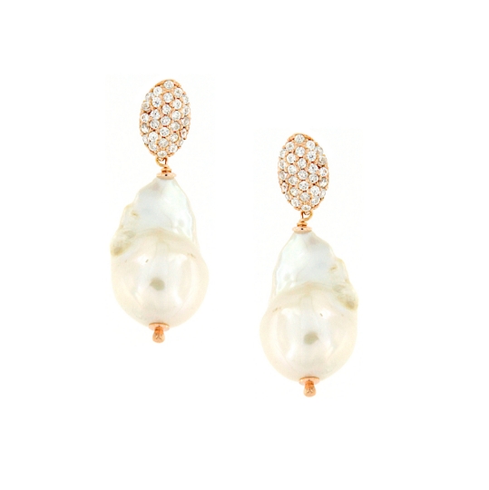 Orecchini in argento zirconi e perle