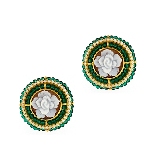 Orecchini in argento cammeo e pietre